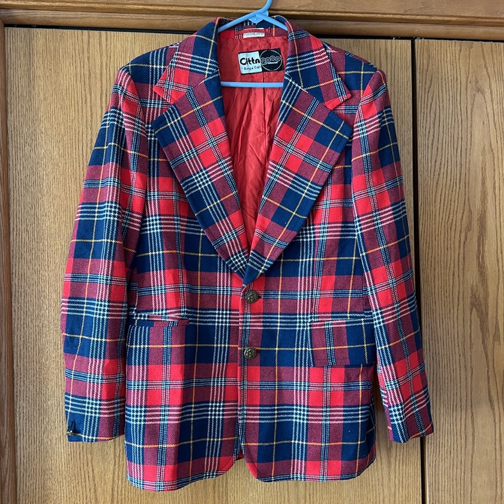 Original vintage red tartan blazer